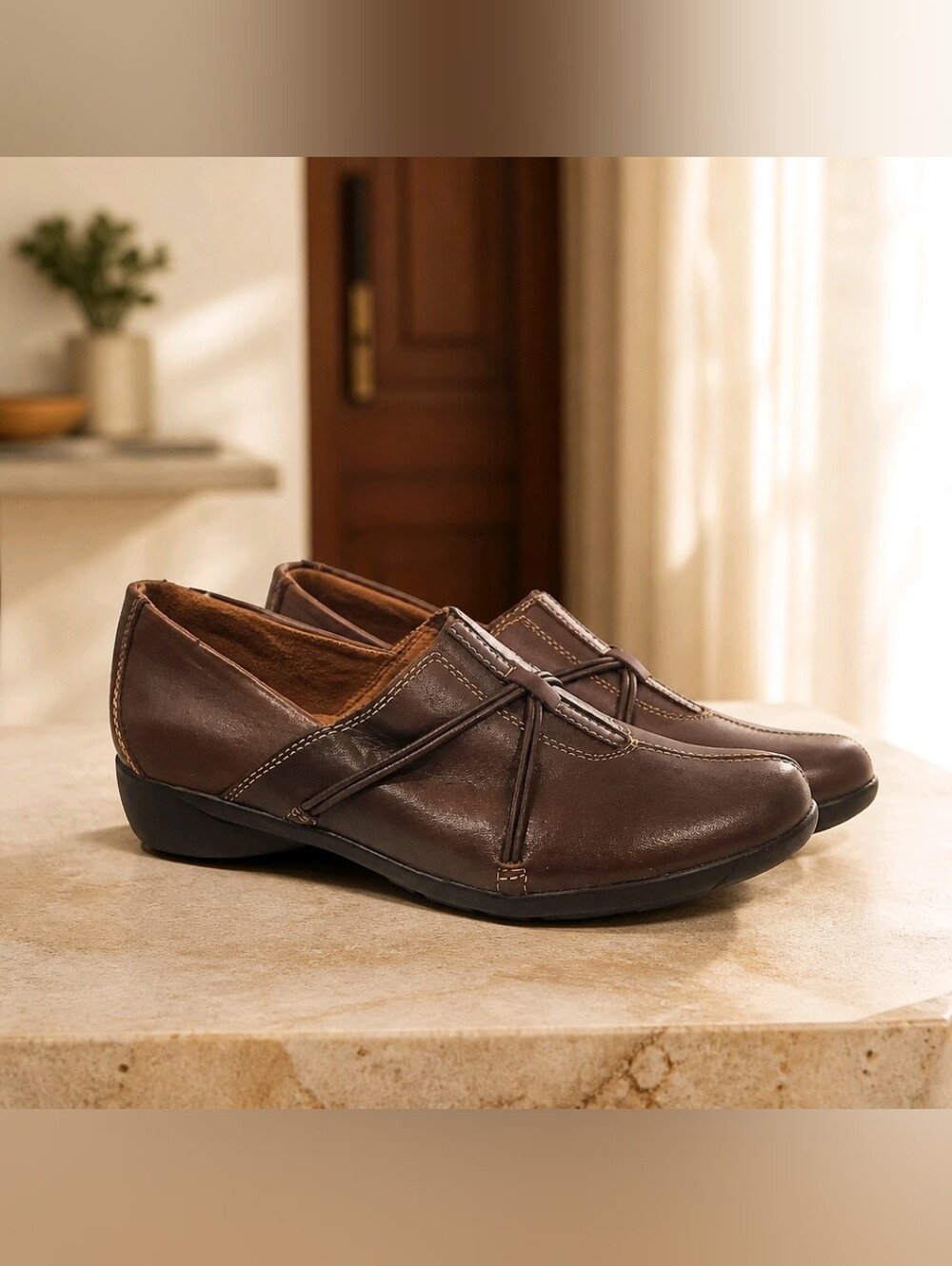 Naturalizer Nasan Brown Leather Slip-On Loafers Comfort Shoes: Size 9.5
